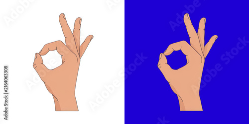 Human hand showing okay gesture sign flat