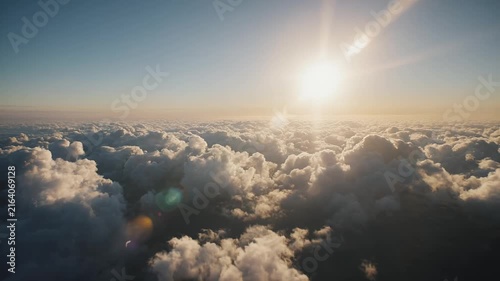 Aerial View of Sunrise Above Thick Clouds Cinematic Footage