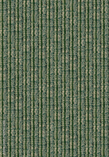 Seamless abstract background with organic textured vertical lines in dark green and cream