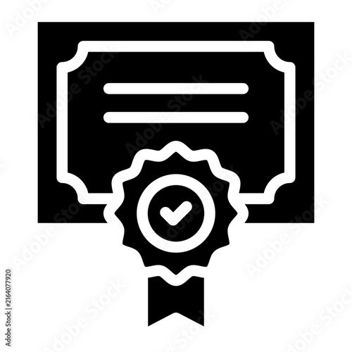 Certificate glyph style vector illustration
