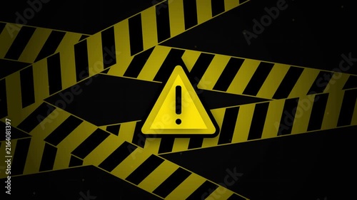 Caution Warning Sign with Yellow and Black Hazard Tape Background