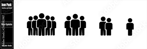 фотографія People solid icon set, user group symbols in various configurations for diverse web and application interface elements