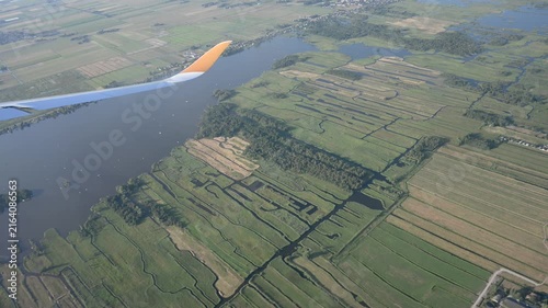 Aerial view of the swamps and river in Netherlands
