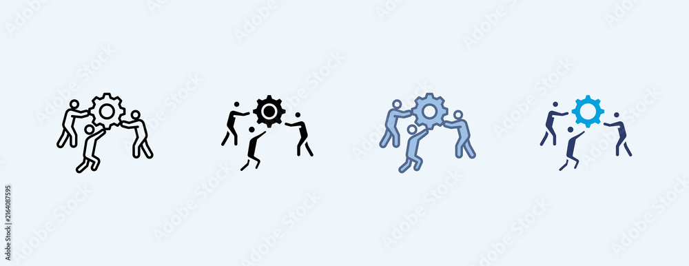 Fototapeta premium Teamwork Multiple Icon Illustration Vector, Contains gear