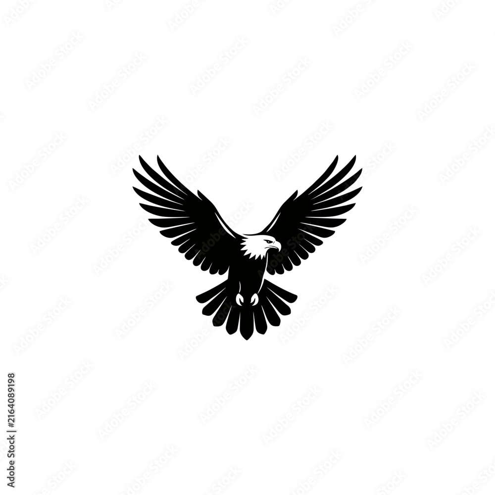Fototapeta premium Majestic eagle spread wings silhouette vector illustration for professional graphic design