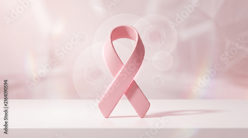 Breast Cancer Awareness Day Banner with Pink Ribbon, Women’s Health and Early Detection Concept Background.
