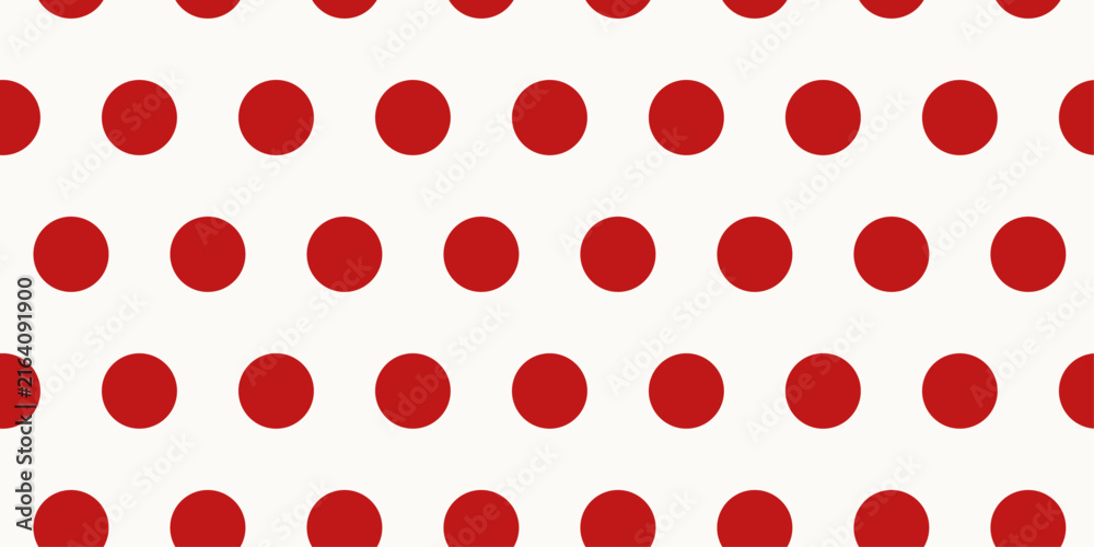 Fototapeta premium Festive Christmas red polka dot seamless pattern on simple white background