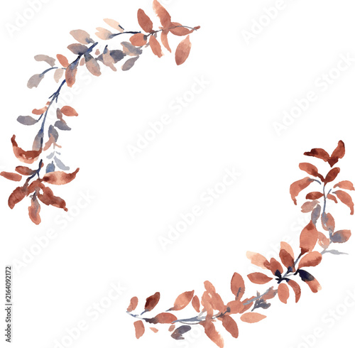 秋の水彩植物イラスト素材セット｜紅葉の枝葉・秋のボタニカル素材Autumn Watercolor Botanical Elements Set with Fall Leaves and Branches