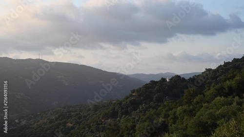 Greek island – the mountains of Crete. Clouds over the mountains, timelapse.