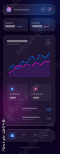 3D Glassmorphism AI Mobile App UI Template – Vector Translucent Smart Analytics Interface