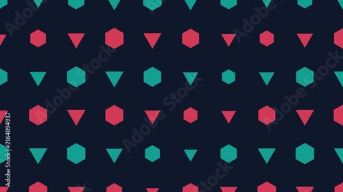 Seamless Looping Geometric Pattern of Rotating Triangles and Hexagons for Abstract Motion Backgrounds