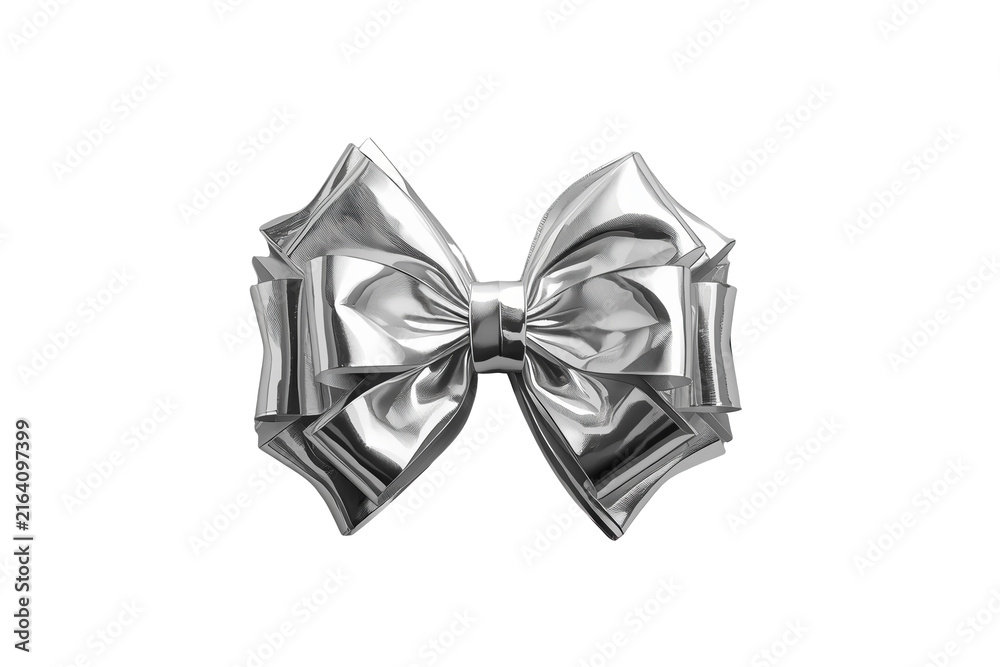Naklejka premium Metallic silver decorative gift bow
