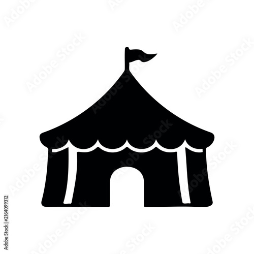 Circus tent silhouette vector flat design on white background.
