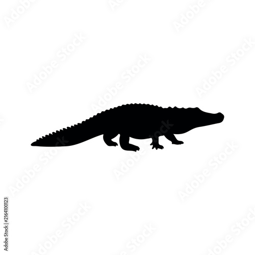 Crocodile silhouette vector flat design on white background.
