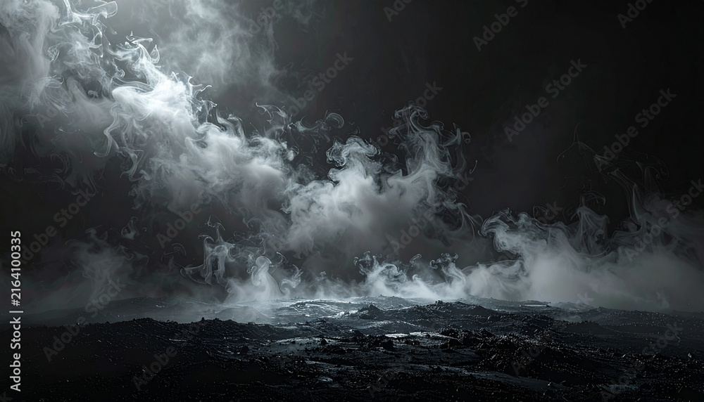 Fototapeta premium Deep black background texture with soft smoke subtle grunge structure and fine matte grain generative AI