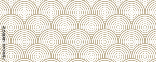 Luxury geometric seamless art deco pattern gold with circle line on white background. vector illustration