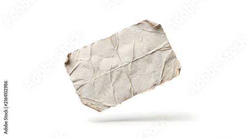 A crumpled piece of paper floats in mid-air against a plain white background