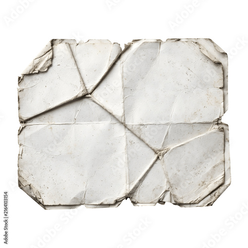 A broken white tile on a transparent background, showcasing its cracked surface