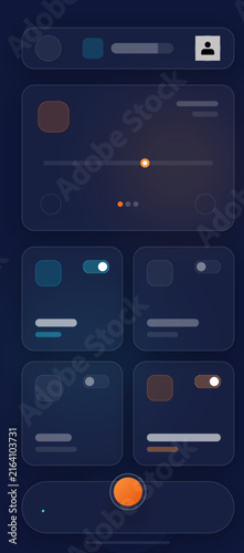 Smart Home Control Glassmorphism Mobile App UI – Vector Translucent IoT Dashboard Template