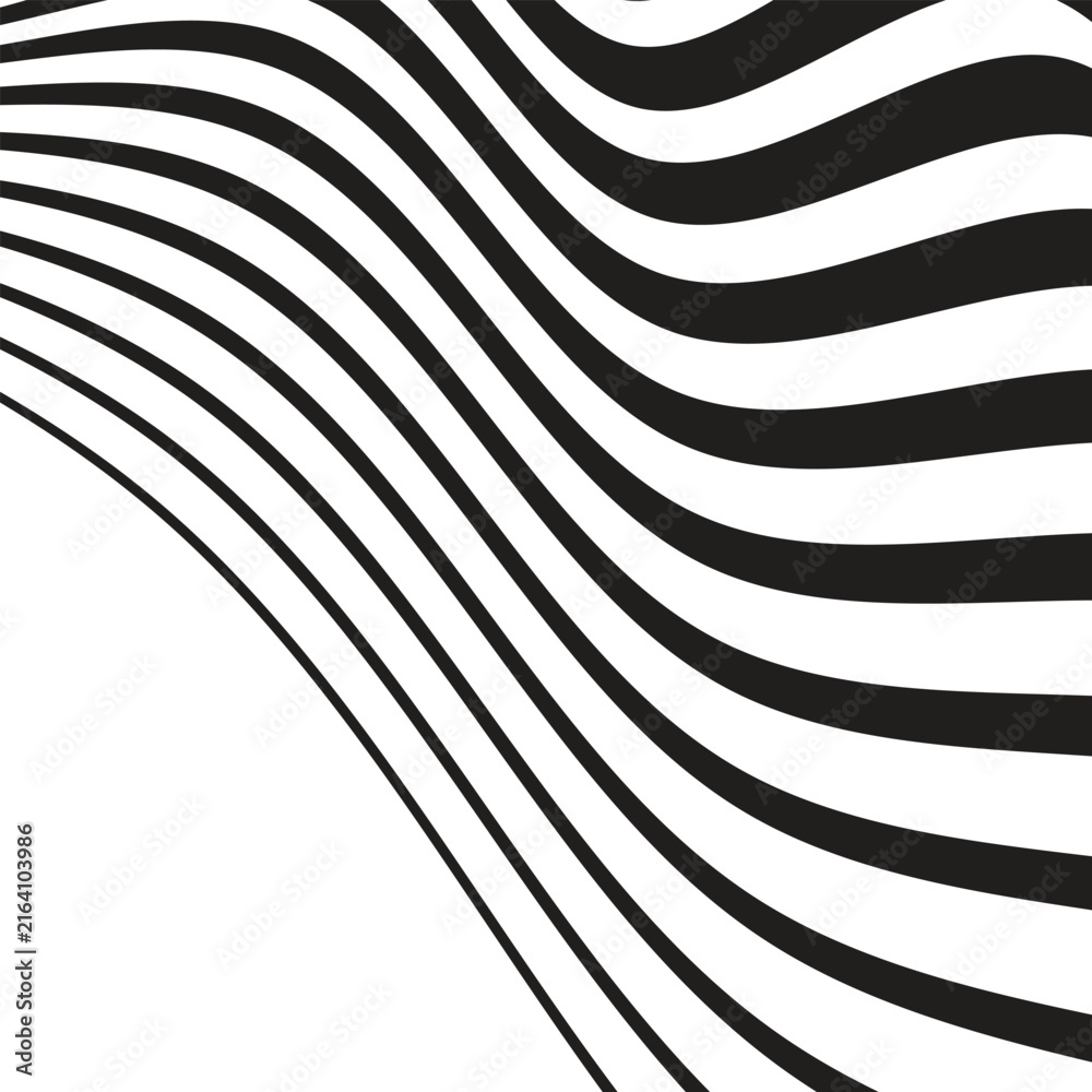 Naklejka premium Abstract geometric pattern with lines. Modern black and whait thik to thin halftone arc wave texture. Vector background