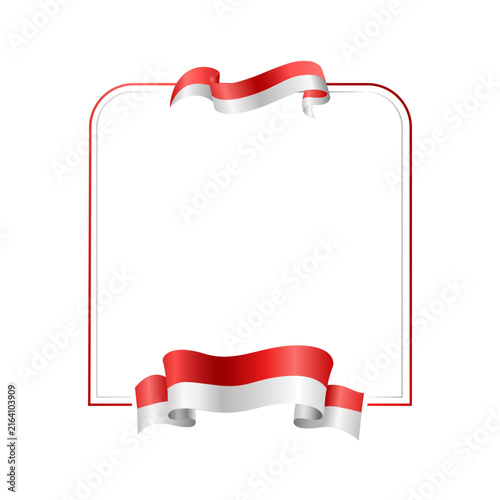Rounded Ribbon Frame realistic 3D style featuring a rectangular frame with top and bottom ribbon details ideal for patriotic posters invitations and greetings