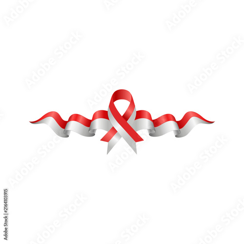 Wavy Awareness Ribbon realistic 3D style featuring an awareness ribbon over a flowing red and white border ideal for patriotic campaigns and national designs