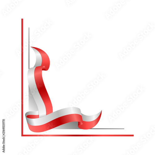 Curled Corner Ribbon realistic 3D style featuring an L shaped border with curled ribbon decoration ideal for patriotic layouts frames and posters