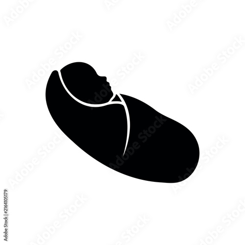 Swaddle baby silhouette vector flat design on white background.
