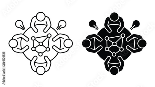 Corporate team collaborative brainstorming session illustration with teamwork