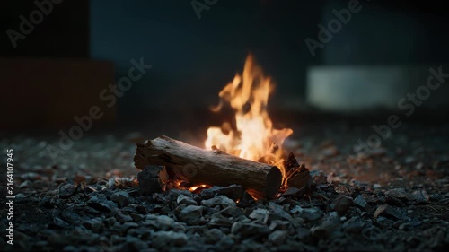 Cozy Campfire Crackling in Dusk Light, Outdoor Relaxation Scene