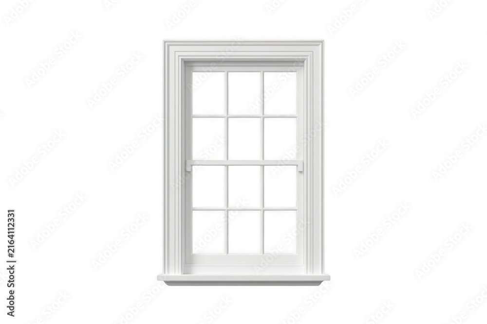 Fototapeta premium White window frame isolated with transparent background