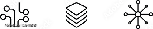 Set of technology icons abstract network and data symbols minimalist vector graphics