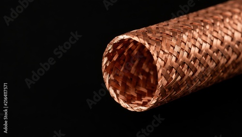 Copper Braided Shielding Sleeve Cut End Showing Hollow Woven Structure
