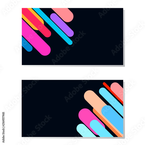 Set Illustration Modern Abstract Dark Background with Minimalist Diagonal Geometric Shapes and Lines Blue Orange Purple Pink Flat Colorful Design Vector. Good for Website Banners, Corporate 