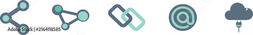 Set of abstract technology icons network link email and cloud symbols for web design
