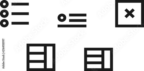 Set of minimalist UI icons simple vector symbols for navigation and layout isolated 