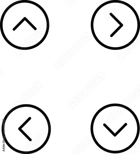 Set of four directional arrow icons simple vector symbols for navigation and UI desi