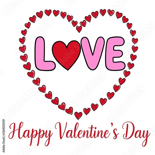 Love text with a heart shape frame for happy valentines day