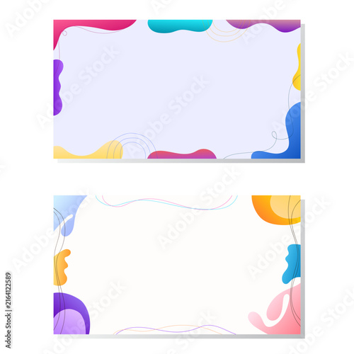 Set Abstract Background With Hand Drawn Organic Shapes Smooth and Modern Minimal Style Blue Orange Pink Purple Gradient Color Design Vector. Ideal for Social Media Posts, Website Banners, Presentation