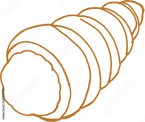 Принти на полотні Croissant outline with curved layers and flaky texture, representing classic bak