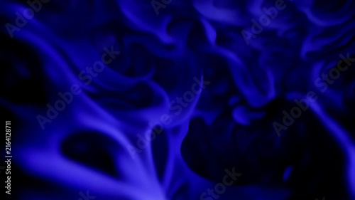 Abstract blue fluid waves undulate and flow in a continuous motion, creating a mesmerizing visual effect against a dark background