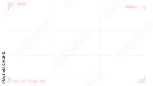 Fotografie DSLR camera viewfinder overlay, composition grid with red crimson framing marks