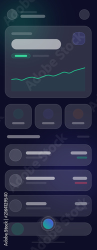 Glassmorphism Crypto Wallet Mobile App UI Template – Vector Frosted Glass Fintech Interface