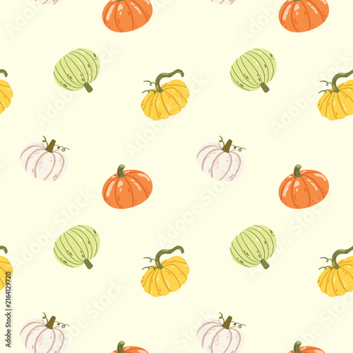 pumpkin autumn pattern pastel yellow background color seamless motif