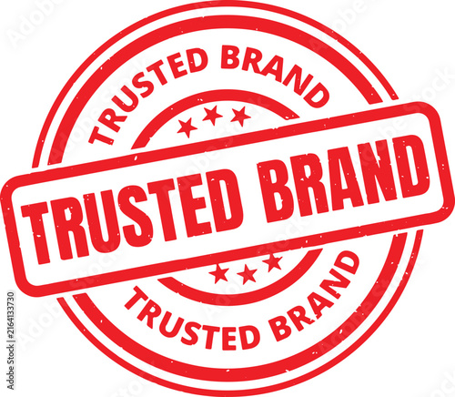 TRUSTED BRAND red rubber stamp text