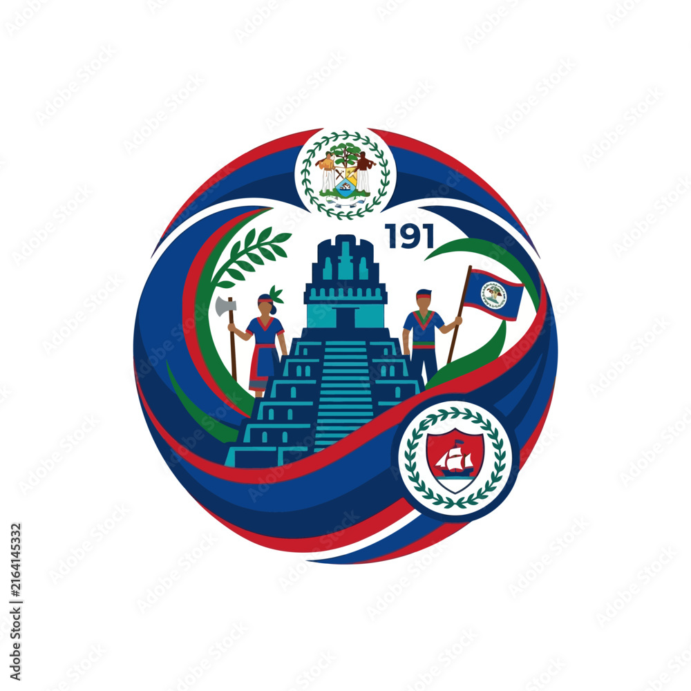 Fototapeta premium Belize Independence Anniversary Commemorative Graphic Design Emblem