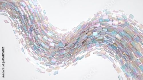 3D Abstract Background with Champagne Gold Frosted Glass Plates and Soft Warm Studio Refraction
