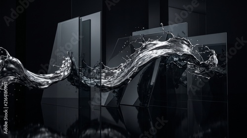 3D Abstract Background with Champagne Gold Frosted Glass Plates and Soft Warm Studio Refraction