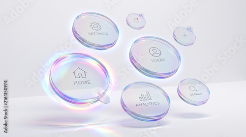 3D Abstract Background with Champagne Gold Frosted Glass Plates and Soft Warm Studio Refraction