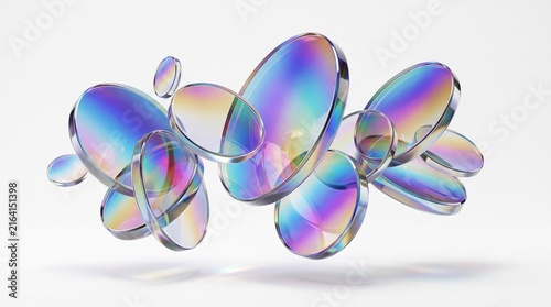 3D Abstract Background with Champagne Gold Frosted Glass Plates and Soft Warm Studio Refraction